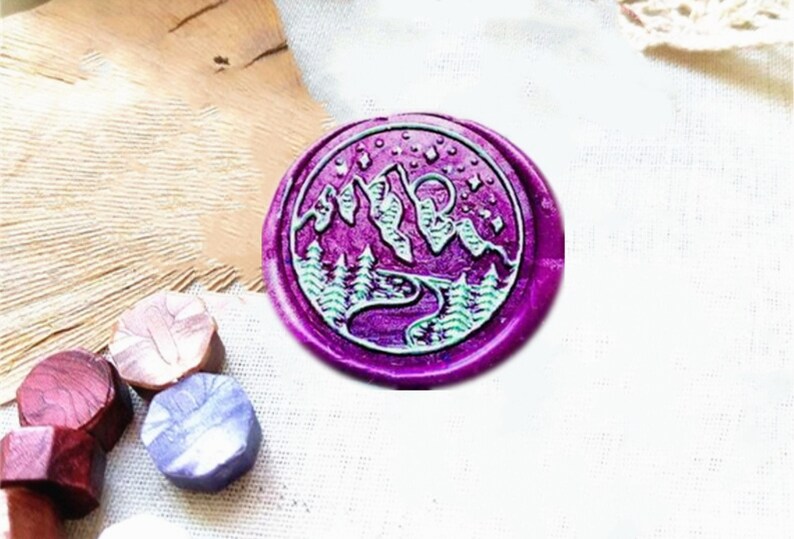 Mountain and stream Wax Seal Stamp personalized Wedding Invitation Wax Stamp stars and moon seals Custom Sealing Wax Stamp