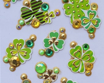 4 leaf clover  gold green Facepaint bling