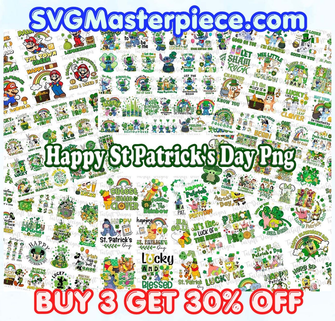 St Patricks Day Png Bundle, Retro St Patricks Png Design Bundle, St ...