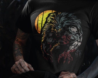 Werewolf Lycan Full Moon Halloween Shirt / Trick or Treat / Scary Horror Mythology and Monsters / Shirt / Tank Top / Sweatshirt / Hoodie