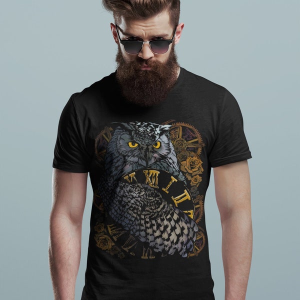 Owl Steampunk Gear Graphic Shirt, Spirit Animal Graphic Tees, Owl Totem, Owl Gift, Steampunk T-Shirt, Tank Top, Sweatshirt, Hoodie