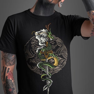 Dragon and Sword of Emperor Shirt, Chinese Mythology, Dragon shirt, Graphic Art Unisex T-Shirt