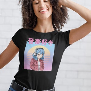 Japanese Shirt Kawaii Anime Girl Music Lover Gift, Anime Shirt, Music Lover Shirt, Funny Retro Japan Vaporwave 90s tshirt, Unisex T-Shirt