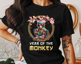 Camiseta del año del mono del Año Nuevo chino, regalos del Año Nuevo lunar, camiseta del signo del zodíaco chino, camiseta con diseño de mono genial