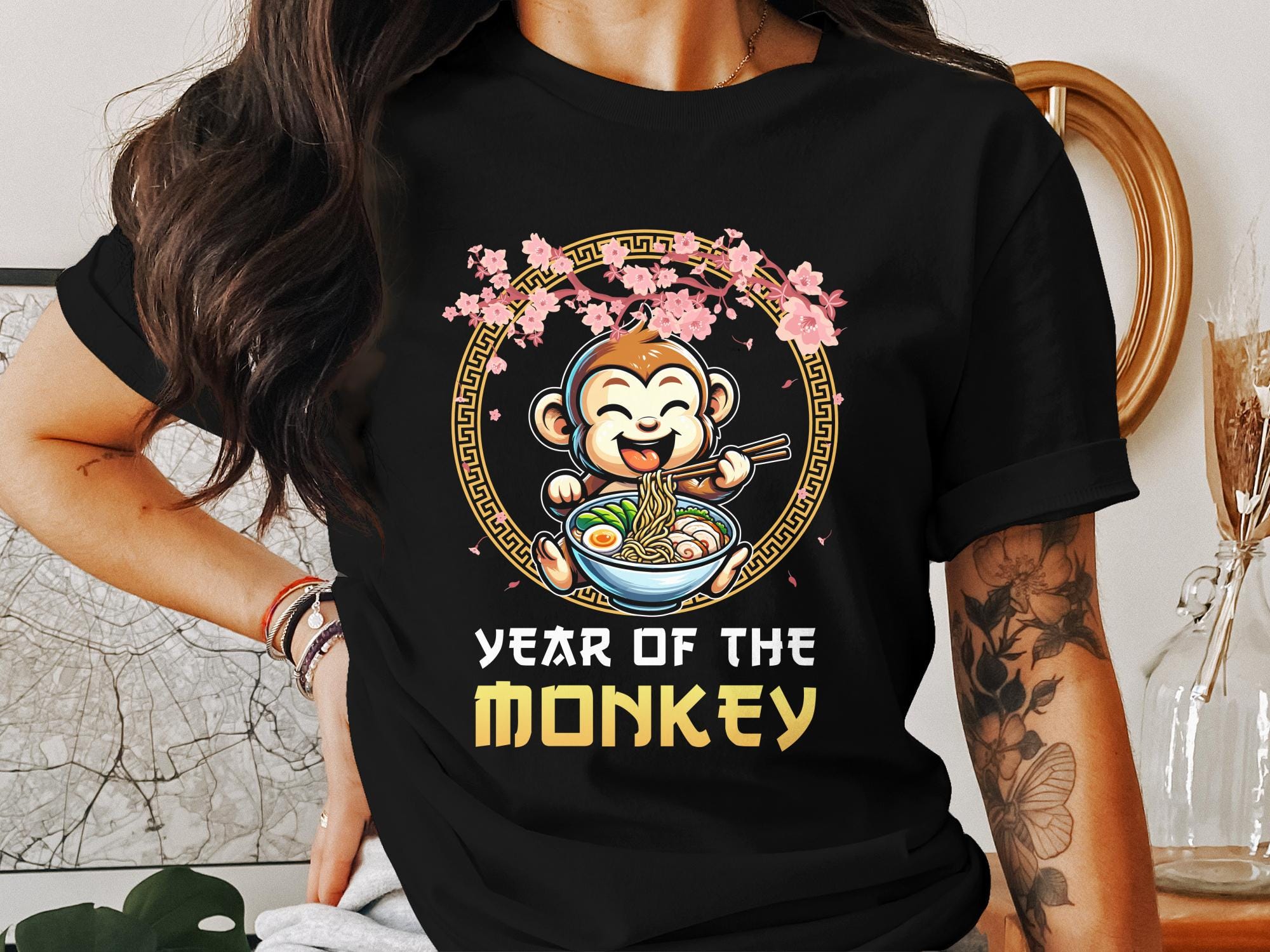 Chinese New Year Monkey T-shirt, Lunar New Year Apparel, Cute