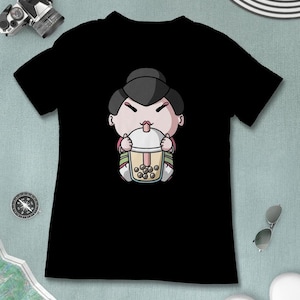Boba Milk Tea Geisha T-Shirt, Funny Boba Milk Tea Shirt, Bubble Tea T-Shirt, Kawaii Japanese Anime Gift