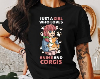 Anime Girl Corgi T-Shirt, Manga Dog Lover Tee