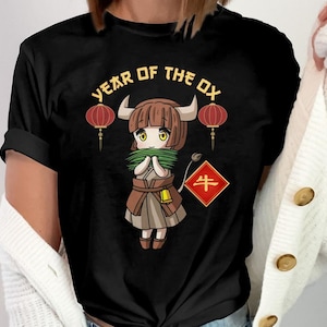 Chinese New Year Ox Zodiac TShirt, Lunar New Year Cute Cartoon Ox Tee, Year Of The Ox TShirt, Zodiac Animal TShirt Gift