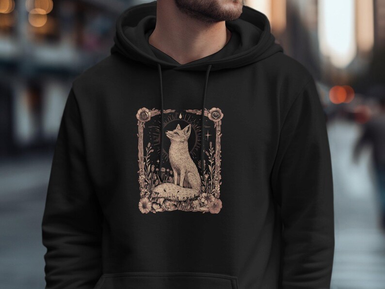 Fox Nature Art Hoodie, Whimsical Forest Animal Sweatshirt, Cozy Wildlife Clothing, Rustic Animal Lover Gift, Outdoorsy Apparel