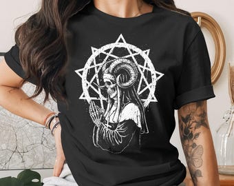 Gothic Nun Skull T-Shirt, Occult Skeleton Tee, Dark Academia Grunge Shirt, Alternative Goth Core Fashion, Witchy Horror Apparel Gift