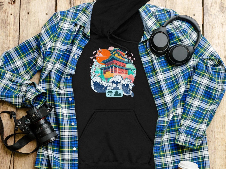 Vibrant Japanese Temple Art T-Shirt, Colorful Aesthetic Tee, Cultural Heritage, Unisex Graphic Shirt, Gift for Travel Lovers image 6