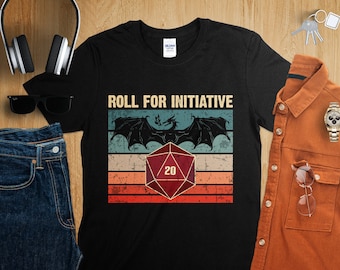 Camiseta de jugador de dados D20 de rol de rol de mesa de mazmorras de Roll for Initiative