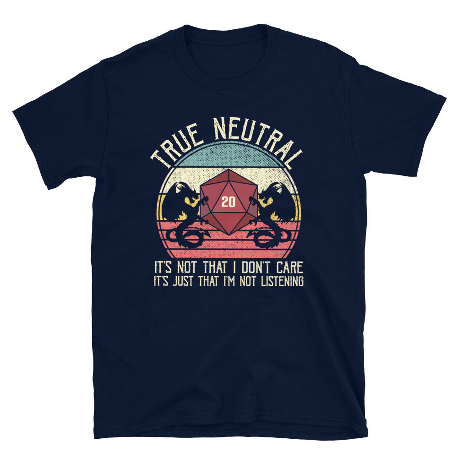 True Neutral Alignment, Funny DND Shirt, Retro Vintage Gaming, Dungeons Tabletop Critical D20