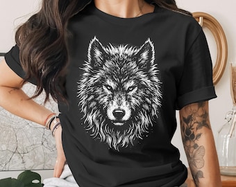 Lone Wolf T-Shirt, Majestic Grunge Wolf Graphic Tee, Spirit Animal Wild Nature Lover Apparel, Unique Wildlife Gift
