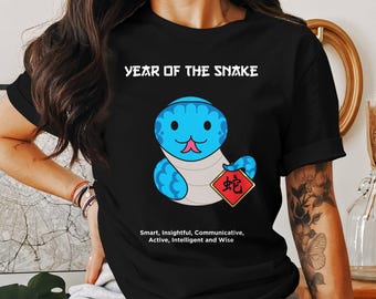 Uroczy wąż Lunar New Year TShirt, chiński zodiak wąż TShirt, wąż Tee, chiński Nowy Rok Shirt, Lunar New Year Tee