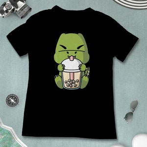 Boba Milk Tea T-Rex Dinosaur T-Shirt, Funny Boba Milk Tea Shirt, Bubble Tea T-Shirt, Kawaii Japanese Anime Gift