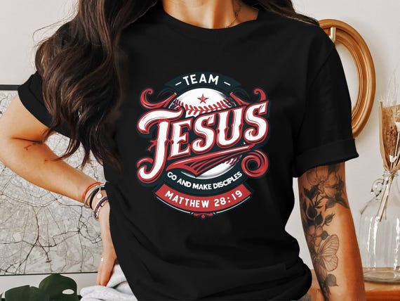 イエス・ベースボールTシャツ、キリスト教信仰Tシャツ、神と弟子を作る 