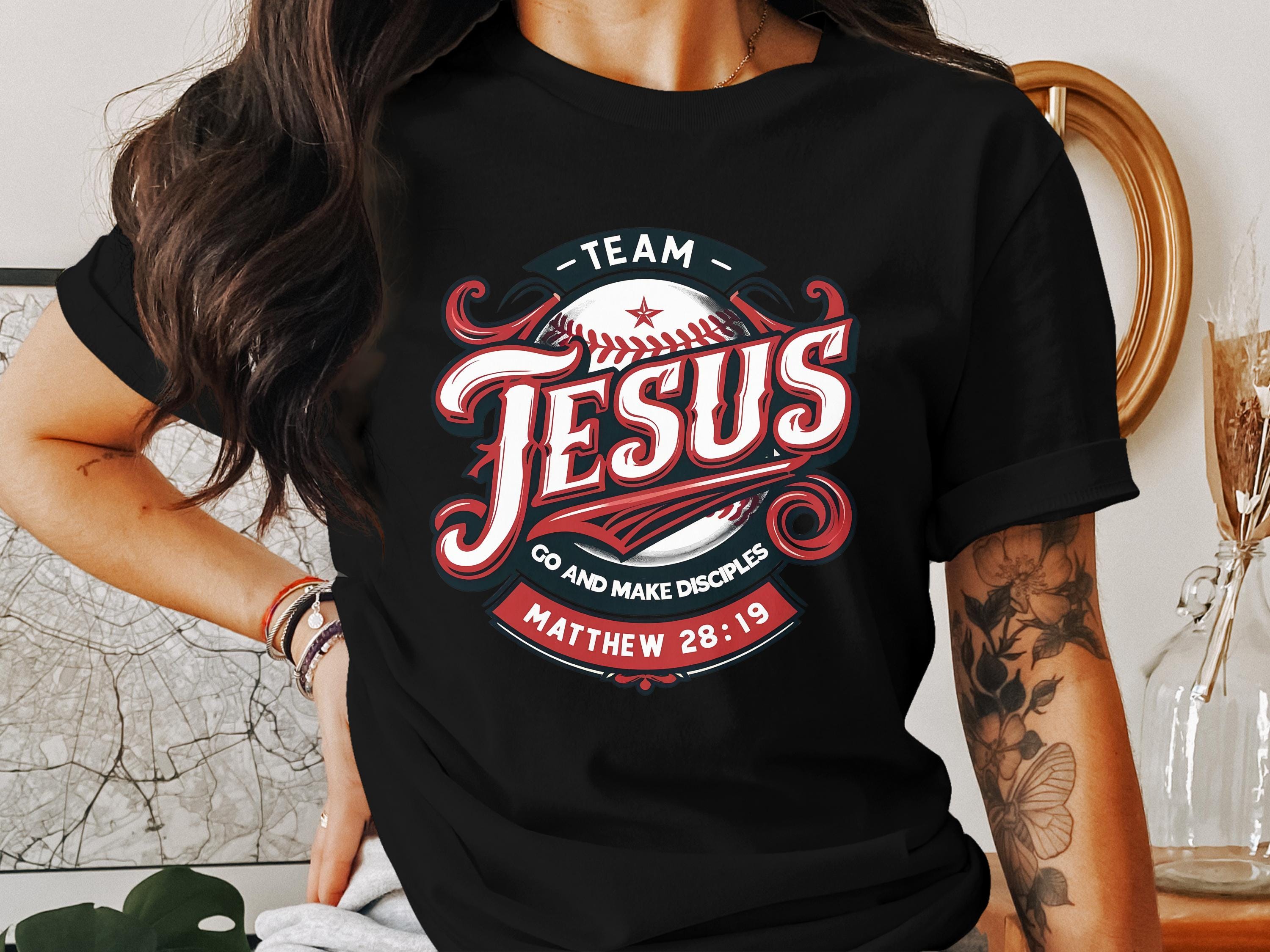 イエス・ベースボールTシャツ、キリスト教信仰Tシャツ、神と弟子を作る
