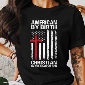 American Christian T-Shirt, Jesus Faith Shirt, Christian Cross Tee, God, Religion, Distressed Flag Patriotic Tee, USA Faith Based, Gift