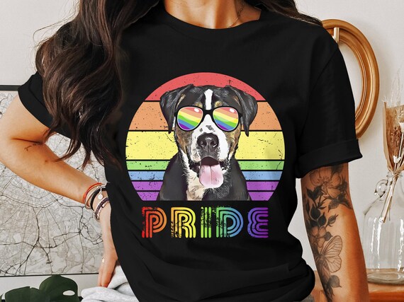 Greater Swiss Mountain Dog Pride Dog T-shirt, Colorful Rainbow