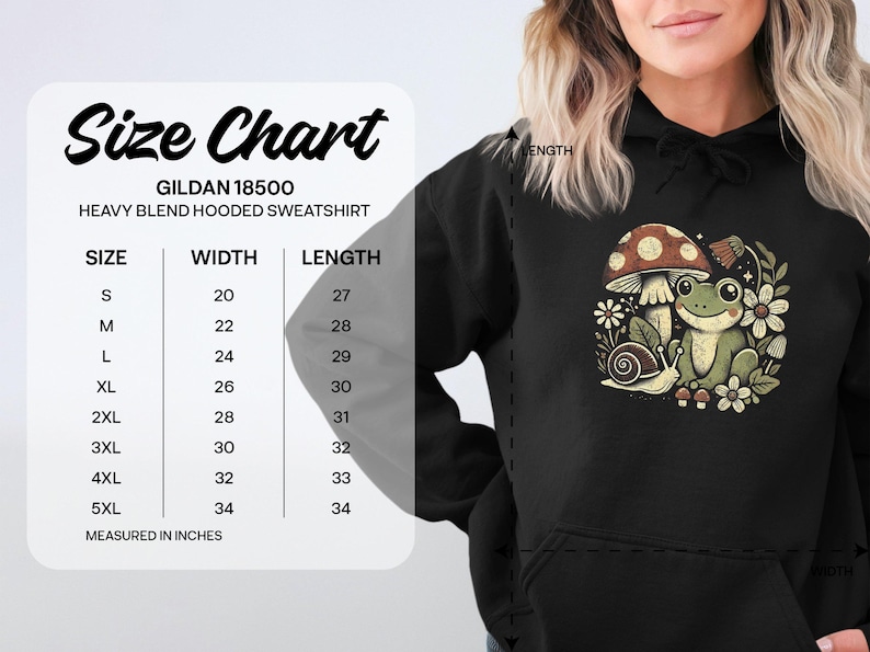 Frog and Mushroom Hoodie, Cozy and Cute Graphic Sweatshirt for Women, Whimsical Nature Design, Snail and Floral Elements