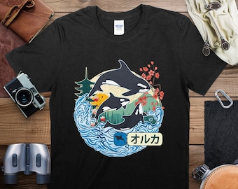 Japanese Wave Dolphin T-shirt, Unisex Graphic Tee, Traditional