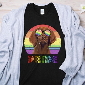 Vizsla Rainbow Pride Dog T-Shirt, Colorful Pride Month Tee, LGBTQ Support Graphic Shirt, Unisex Fashion Top with Pet Art