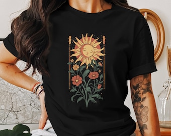 Vintage Sunflower Cottagecore T-Shirt, Floral Sun and Flowers Graphic Tee, Botanical Sunflower Shirt, Retro Nature Art Tshirt, Sun Tee