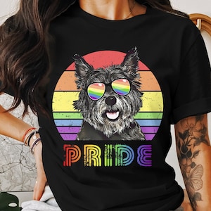 Cairn Terrier Pride Dog T-Shirt, Rainbow Pride Flag Colors, Cute LGBTQ Support Tee, Colorful Pet Lover Gift, Unisex Graphic Shirt