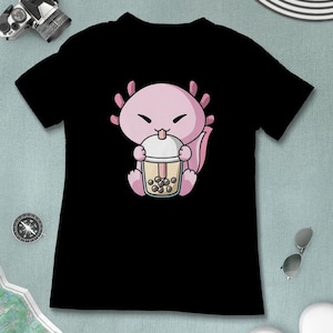 Boba Milk Tea Axolotl T-Shirt, Funny Boba Milk Tea Shirt, Bubble Tea T-Shirt, Kawaii Japanese Anime Gift