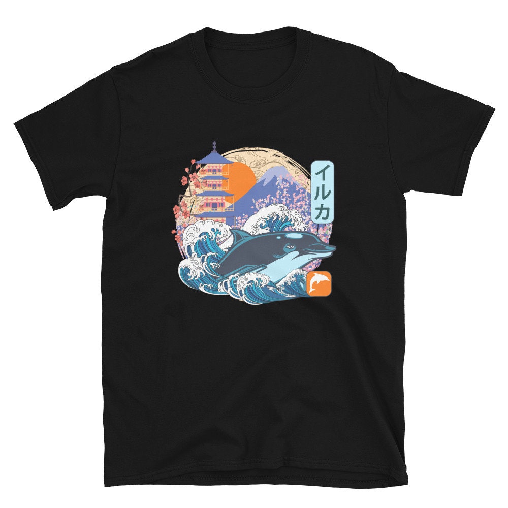 Japanese Dolphin Shirt, Tokyo Osaka Street Wear, Ocean Life