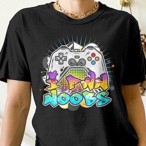 Funny Gamer Shirt, I Pwn Noobs, Funny Gaming Gift, Video Game Graffiti Tees