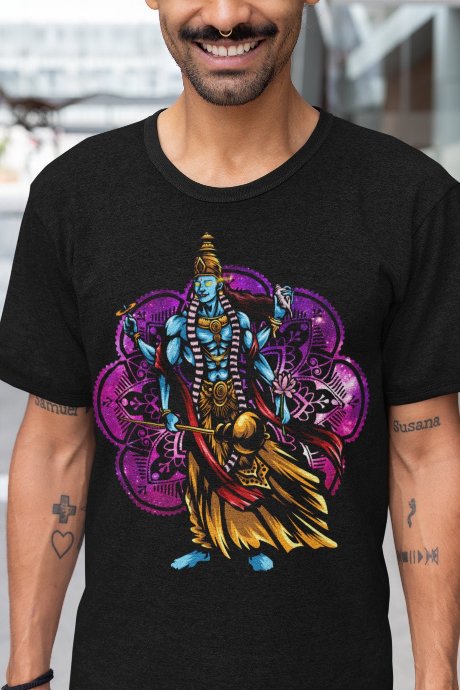 Vishnu Tshirt, India Ancient Hindu Mythology Spiritual Diety Shirt