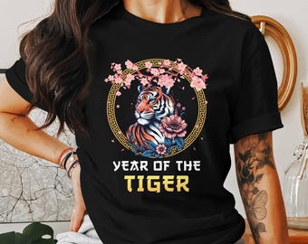 Chinese New Year Tiger T-Shirt, Lunar New Year Zodiac Tee, Year of the Tiger Top, Chinese Zodiac Shirt, Lucky Tiger Tee
