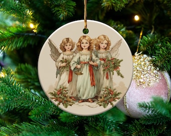 Décoration d'ange, anges vintage, décoration de Noël, trois anges, décoration des fêtes, anges mignons, décoration angélique, esthétique Angelcore