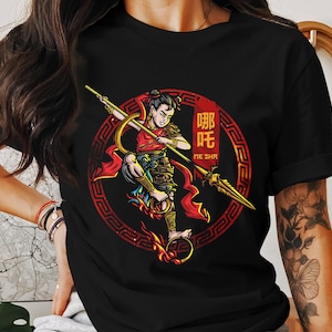 Ne Zha T-Shirt, Chinese Mythology Deity Tee, China Folk Lore Apparel, Chinese Gods Shirt, Religion Inspired Graphic Tee