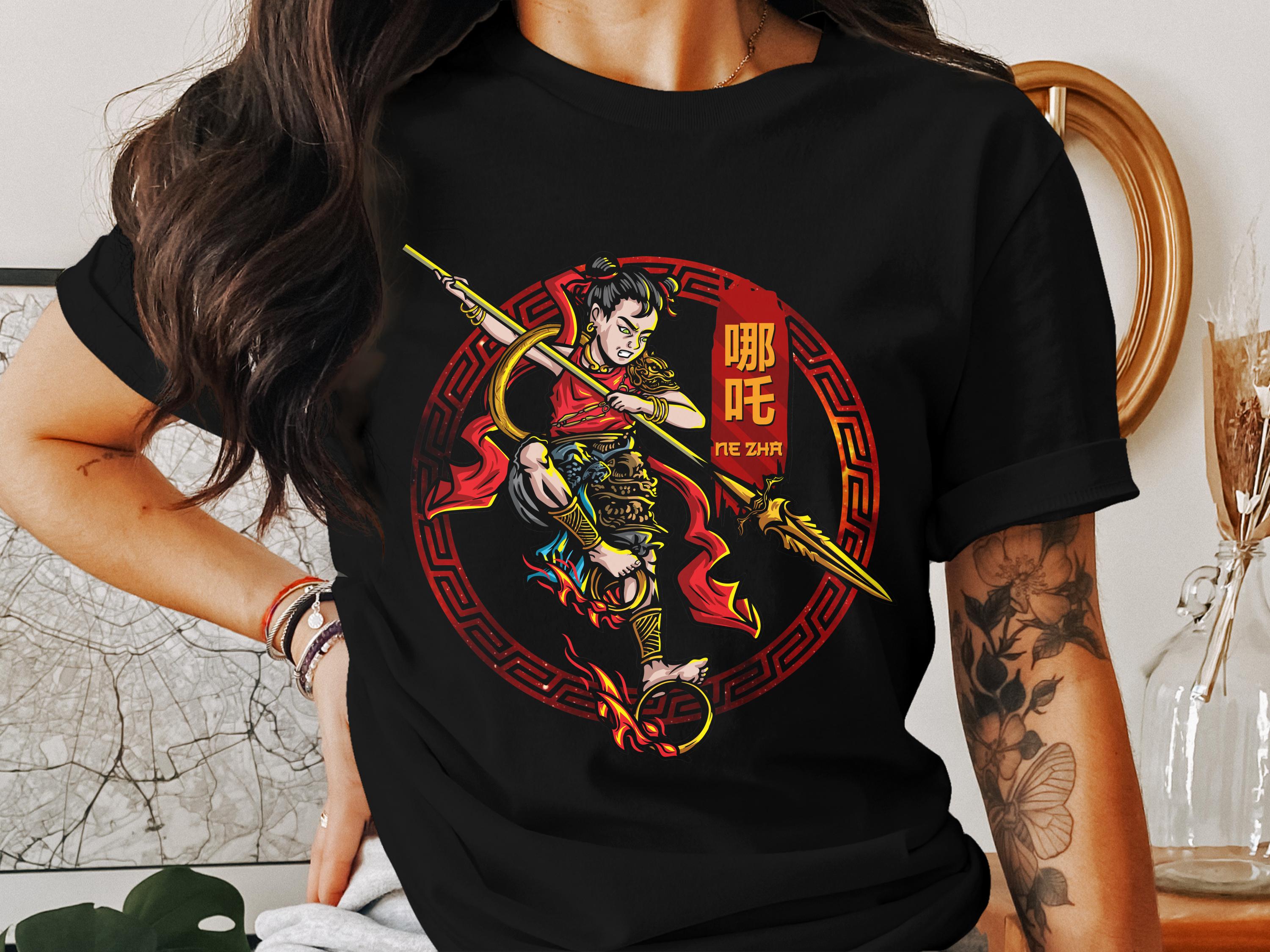 Ne Zha T-shirt, Chinese Mythology Deity Tee, China Folk Lore