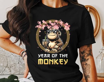 Camiseta de mono del Año Nuevo chino, camiseta del zodiaco del Año Nuevo lunar, camiseta de mono del zodiaco chino, camiseta de mono lindo