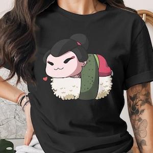 Cute Sushi Geisha T-Shirt, Japanese Anime Gift, Kawaii Anime Sushi Shirt, Cute Japan Manga Art