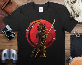 Samurai Warrior Graphic Tee, Japanese Art T-Shirt, Bold Unisex Shirt Design, Vintage Martial Arts Illustration