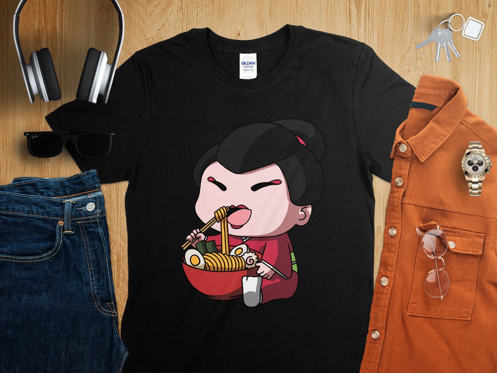 Kawaii Anime Geisha Asian Noodles Japanese Ramen Shirt, Anime Shirt, Ramen T-Shirt, Japan Art