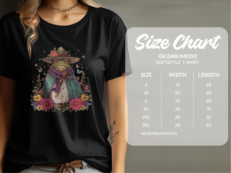 Frog Witch T-Shirt, Magical Forest Shirt, Fantasy Art Tee, Cute Frog Graphic Top, Floral Wizard Print, Unique Animal Design