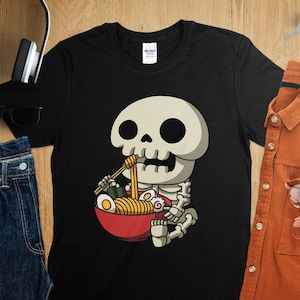 Kawaii Anime Skeleton Halloween Asian Noodles Japanese Ramen Shirt, Anime Shirt, Ramen T-Shirt, Japan Art