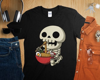 Kawaii Anime Skeleton Halloween Asian Noodles Japanese Ramen Shirt, Anime Shirt, Ramen T-Shirt, Japan Art