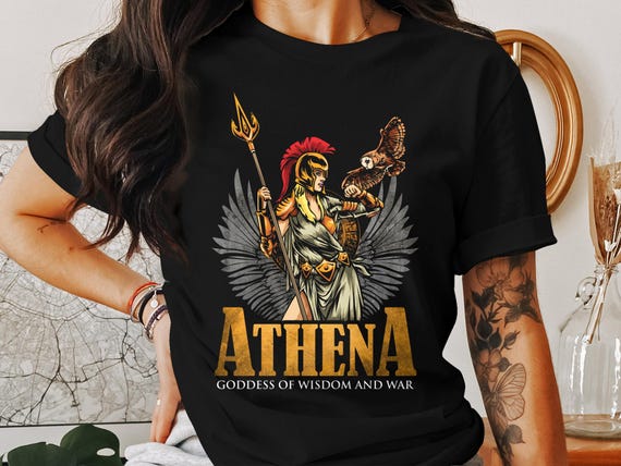 アテナギリシャ女神Tシャツ、ギリシャ神話の神Tシャツ、知恵と戦争の