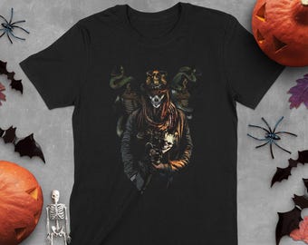 Voodoo Gothic Witchcraft T-Shirt, Occult Dark Art Tee, Mythology Inspired Apparel, Horror Halloween Shirt, Mystical Gothic Clothing