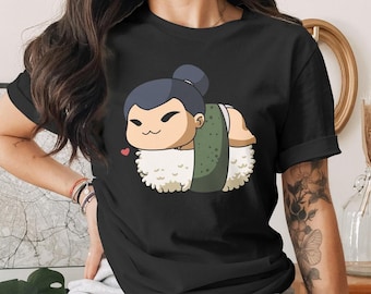 Cute Sushi Sumo Wrestler T-Shirt, Japanese Anime Gift, Kawaii Anime Sushi Shirt, Cute Japan Manga Art