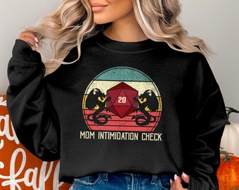 Camiseta de jugador de dados D20 de Dragones de juego de rol de mesa de mazmorras con control de intimidación de mamá