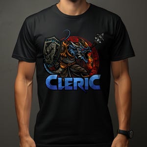 Dragonborn Cleric T Shirt for RPG Gamer, Tabletop Gaming Character Tee, Roleplaying Game Graphic Shirt, Dungeons Inspired Tee