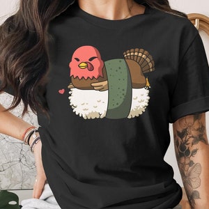 Cute Sushi Thanksgiving Turkey T-Shirt, Japanese Anime Gift, Kawaii Anime Sushi Shirt, Cute Japan Manga Art